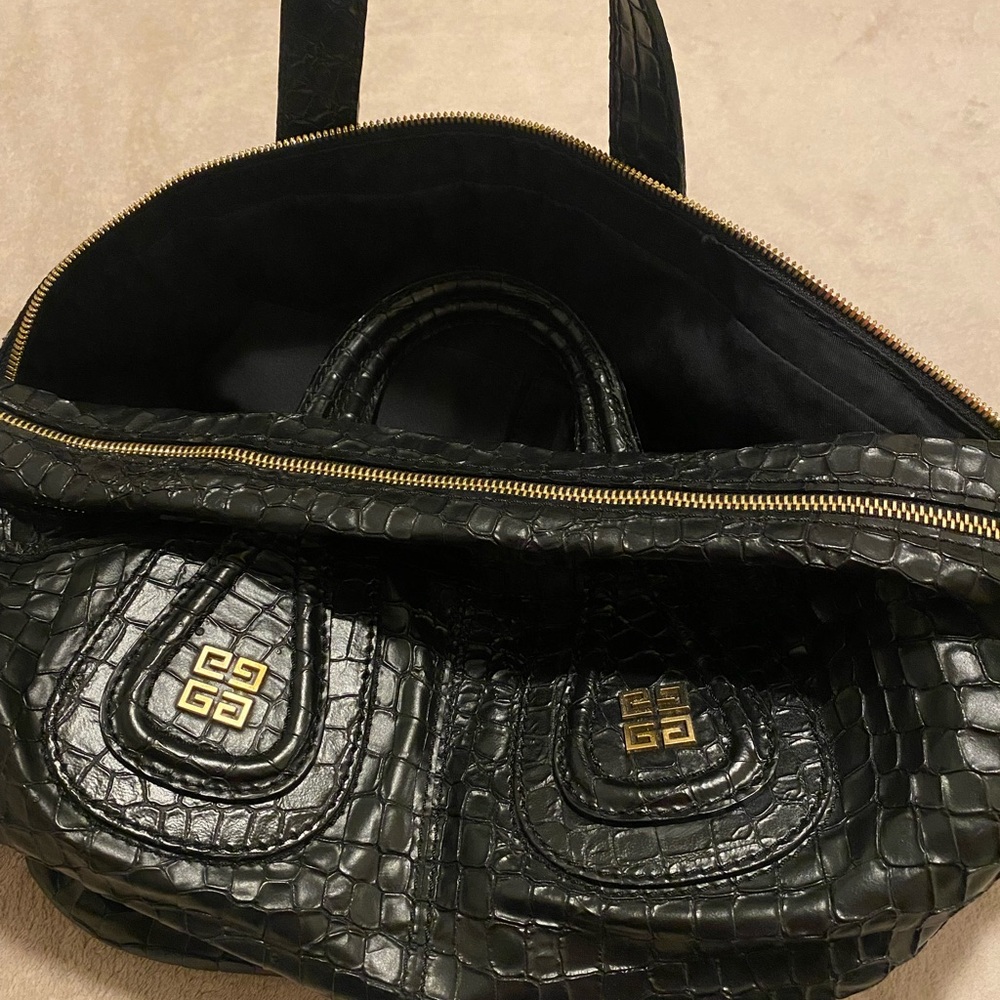 Givenchy Black Crocodile-Embossed Satchel - Picture 4 of 8